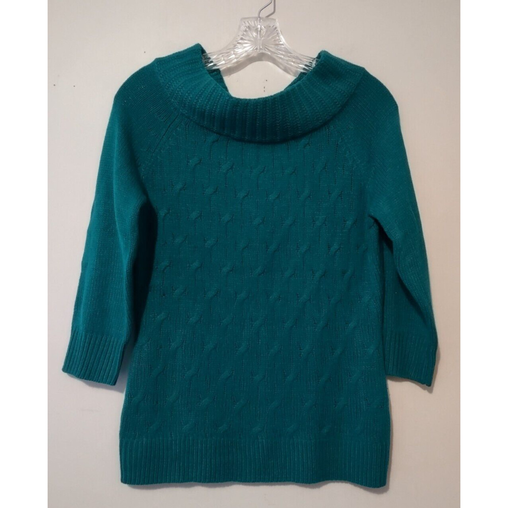 New York & Company Emerald Green Wide Neck 3/4 Sleeve Sweater Size Small